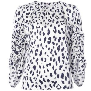 Tibi 100% Silk Leopard Print Blouse